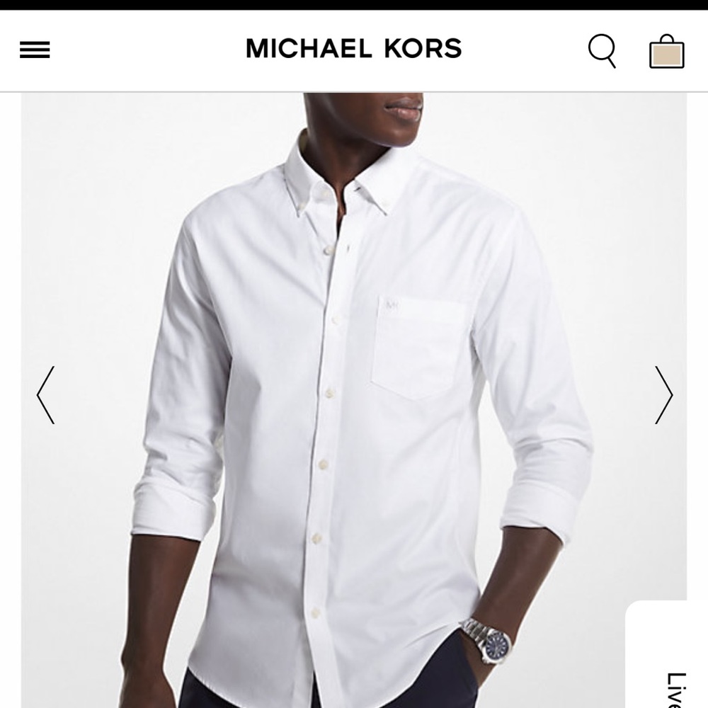 Michael Kors MK NWT Never Worn XL White Slim-Fit Linen Shirt